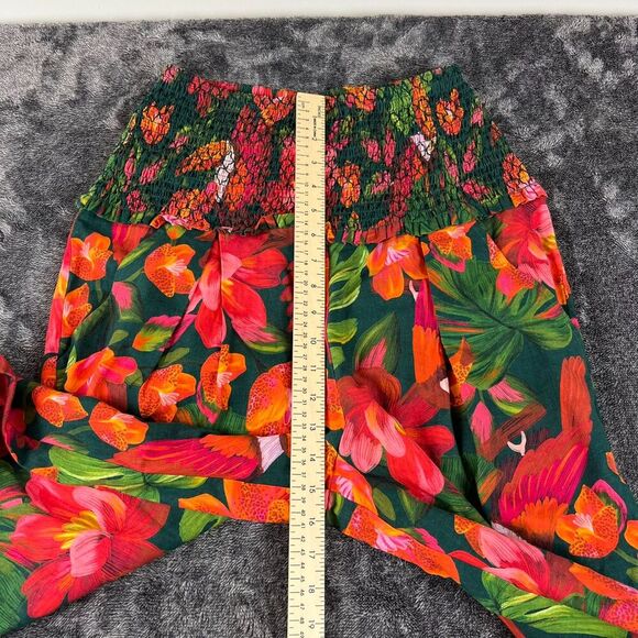 FARM Rio Tropical Toucan Linen Pants High Waisted Pink Green Wide Leg S NWOT - Picture 9 of 13